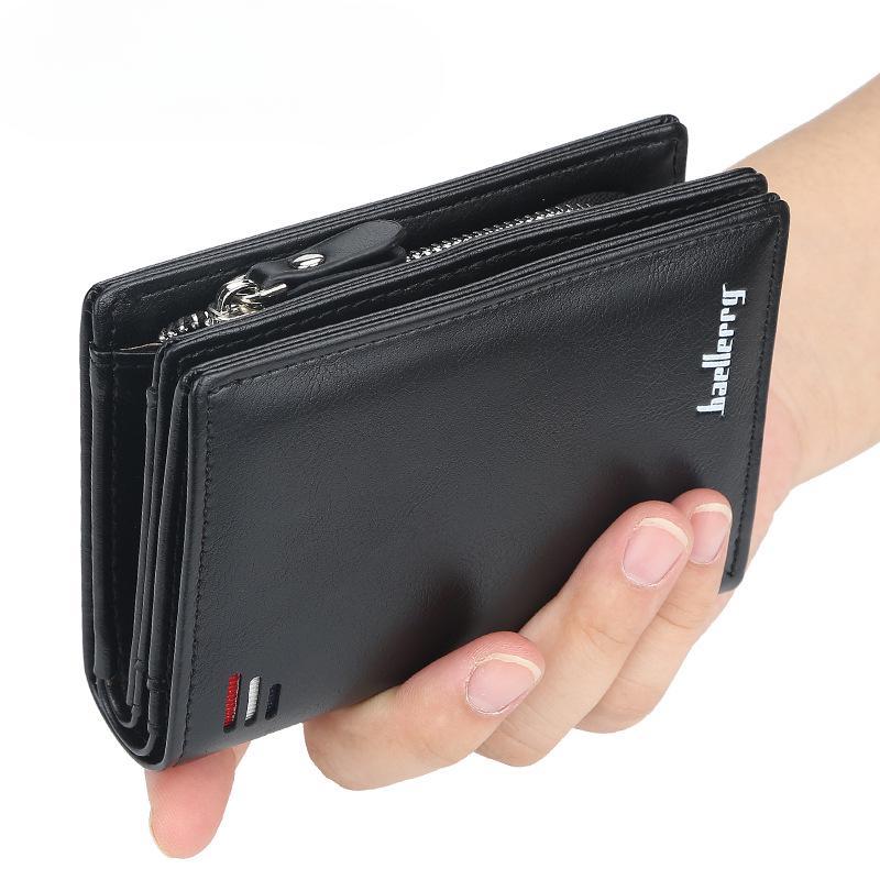 Leather Card Holder Wallets for Men Short Style Fashion Zipper Wallet with Coin Pocket CLE