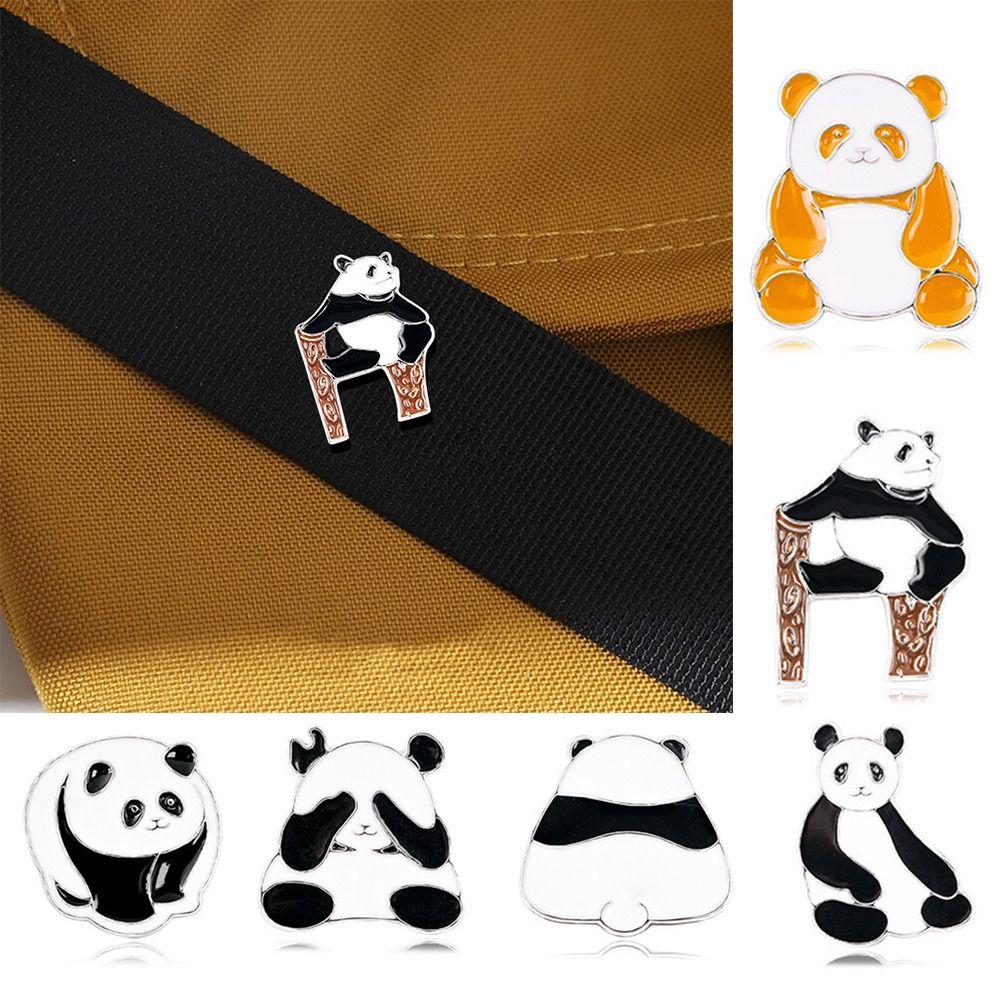 Эмалевые прищепки из цинкового сплава, брошь в виде животного из цинкового сплава, кавайная мультяшная панда, брошь в подарок для детей