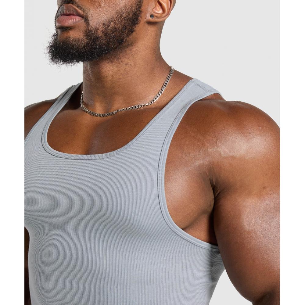 Gymshark Рубашка Ribbed Tank 3pk Denim Grey Pebble Grey Lifestyle Brown A5a2e Gdcd