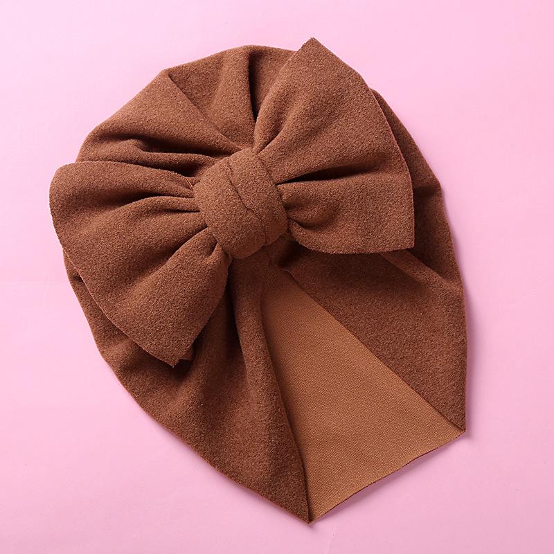 Новая однотонная детская шапка-тюрбан с большим бантом, милая шапочка для младенца, эластичная повязка на голову-бандана для новорожденных, головной платок, шапочка, детские аксессуары для волос