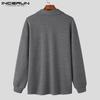 INCERUN Autumn Spring Men's Casual Loose Collared Zip Up Sweater Polo Tops