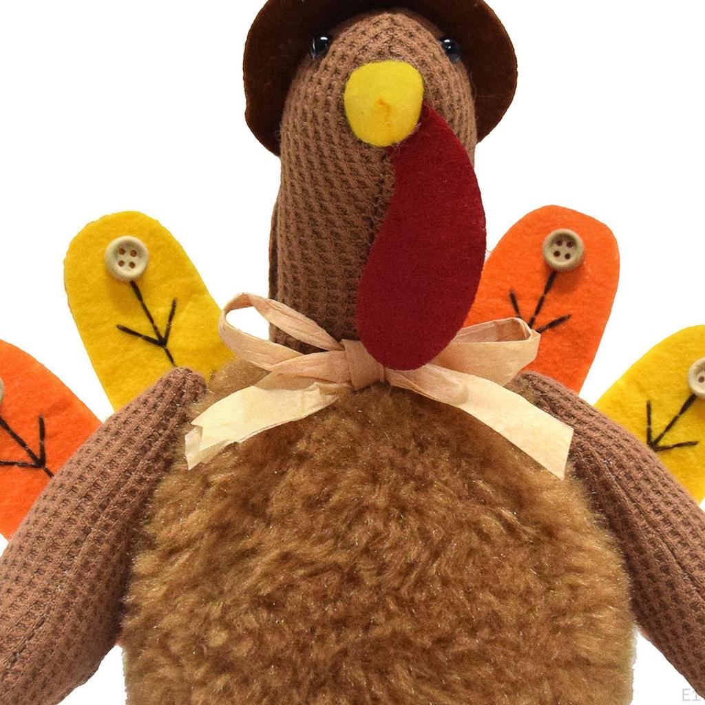 Plush Turkey Decoration Thanksgiving Decor Soft Cute Doll Ornament Stuffed Toy for
