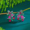 CMM винтажные зеленые, розовые и красные многоцветные серьги-гвоздики с фианитом для женщин, ретро ювелирные изделия, подарок, свадебная вечеринка, ювелирные изделия