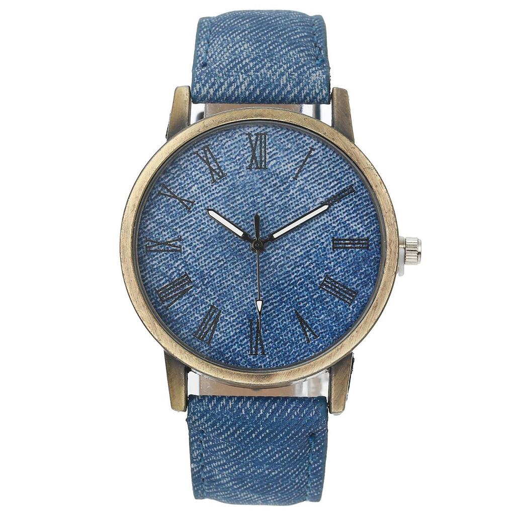 Fashion Multicolor Rome Number Clock Dial Student Leisure Denim Strap Quartz Watch