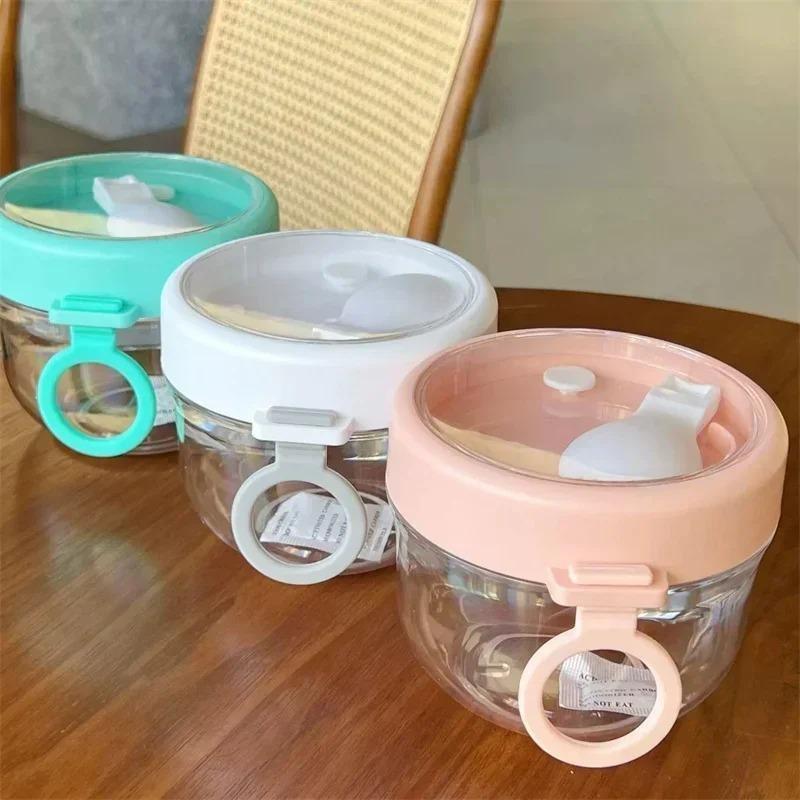 600ml Oatmeal Cup Salad Cup Airtight Lid Thickened with Spoon Food Storage Portable Overnight Yogurt Milk Salad Breakfast Jar