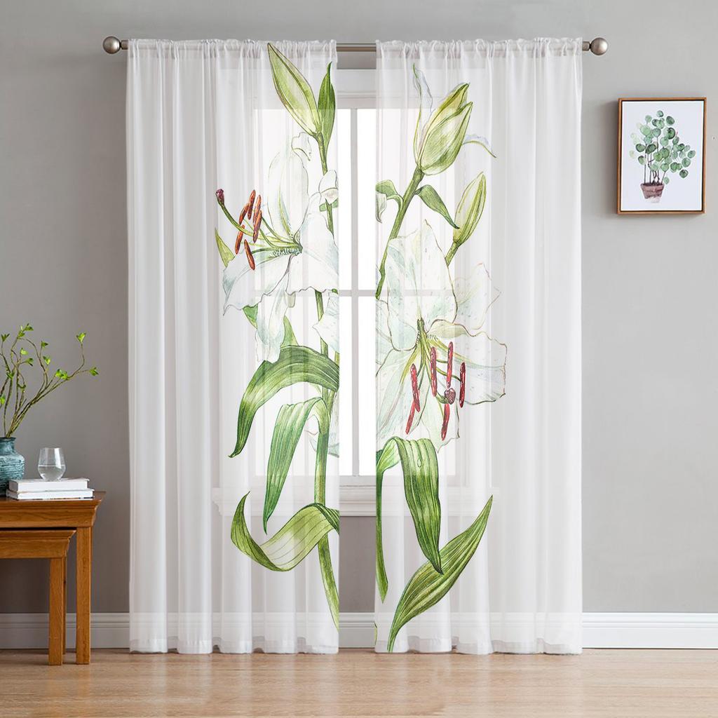 Green Leaves Modern Tulle Curtains For Living Room Bedroom Home Kitchen Window Sheer Curtains