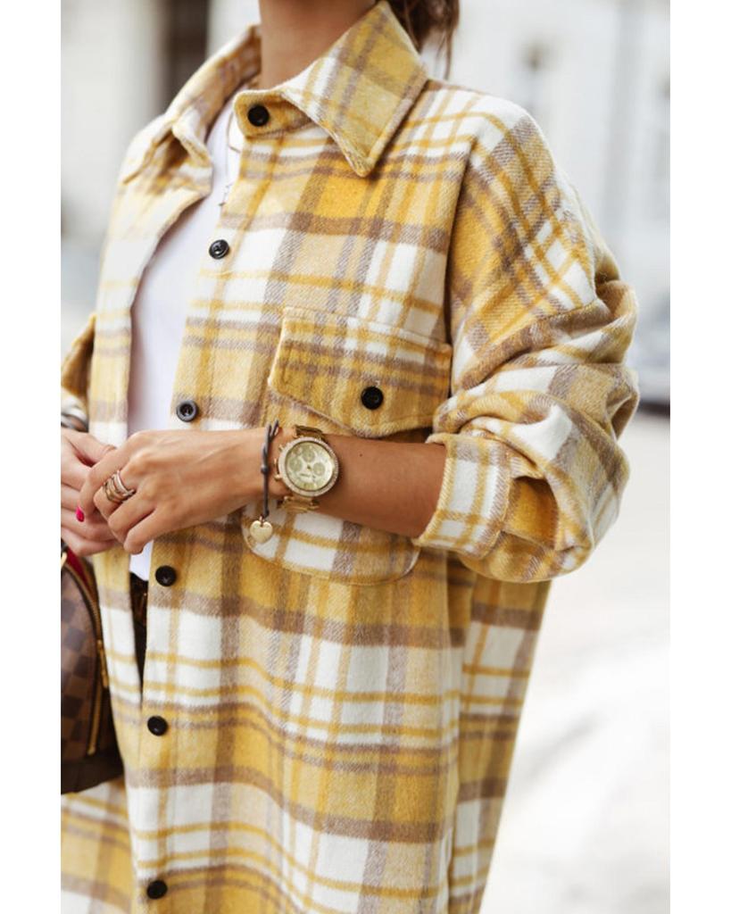 Azura Exchange Клетчатая куртка с карманом-клапаном и длинным рукавом