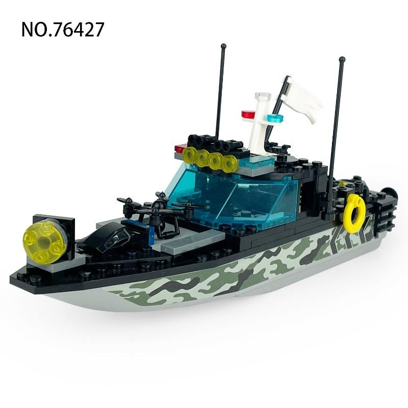 New Military Patrol Boat Building Blocks Set, Camouflage Warship DIY Assembly Toy, Educational Bricks Gift for Kids And Adults