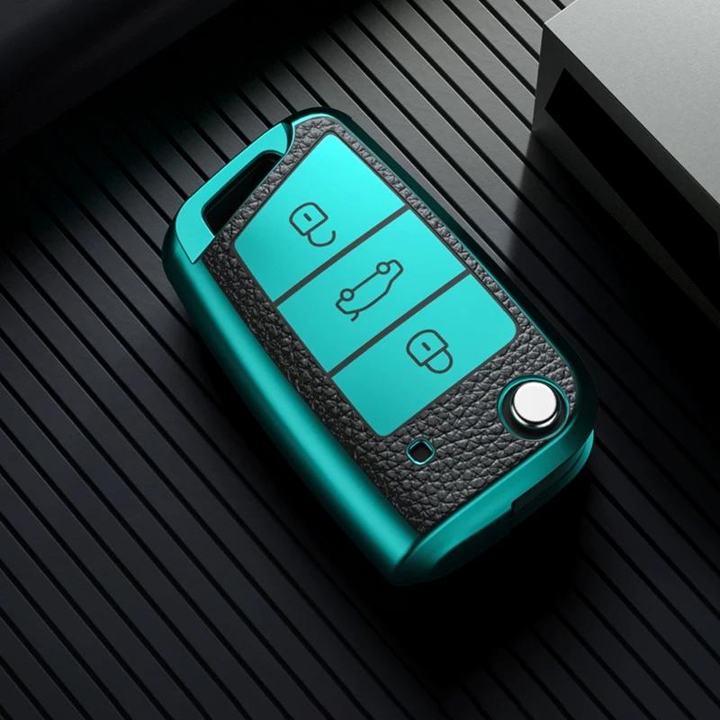Чехол для ключа автомобиля для Vw Golf 7 Gti Polo T-Cross T-Roc Touran Tiguan Skoda Octavia Rapid Kodiaq Fabia Seat Ibiza Leon Ateca Arona
