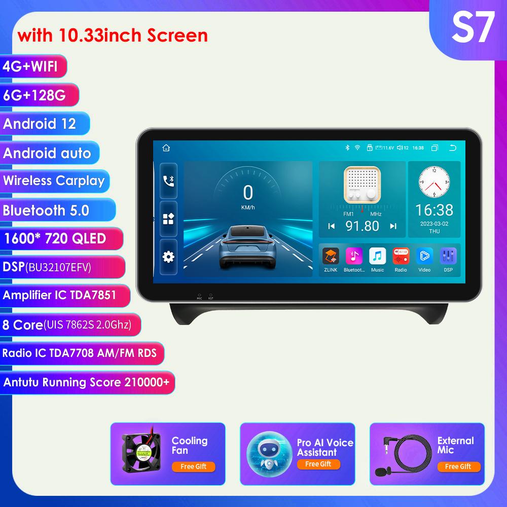 Hizpo 10,33-дюймовый 2Din Android Авторадио GPS для TT MK2 8J 2006-2014 Автомобильный радиоприемник Интеллектуальный экран Мультимедийный видеоплеер Головное устройство Carplay 4G