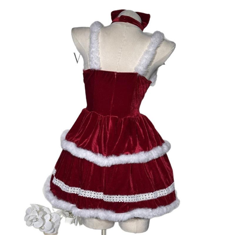 Хэллоуин новое красное рождественское платье бархатное сексуальное кролик ролевая игра новое платье-халат