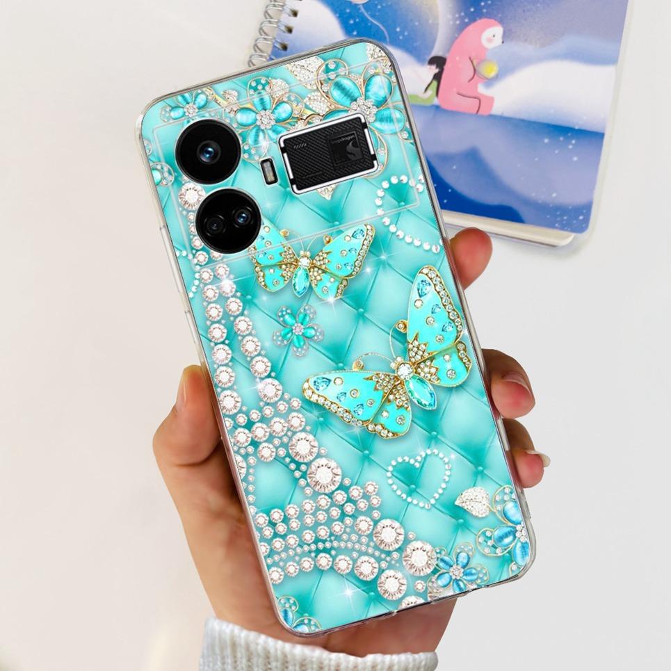 For Realme GT5 Case Clear Silicone Soft TPU Cover For OPPO Realme GT 5 RealmeGT5 Cases Flower Marble Jelly Bumper Coques