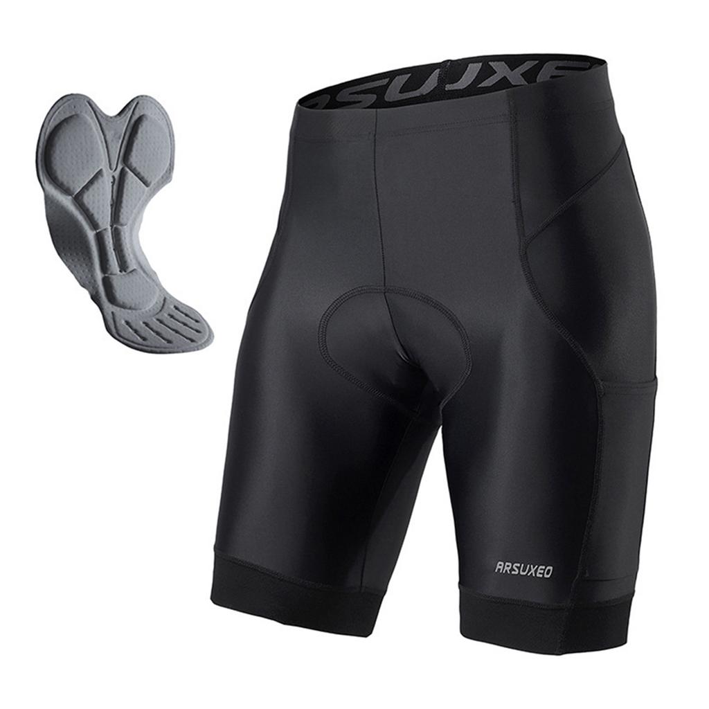 Men"s Padded Bike Shorts Breathable Quick Dry Elastic Cycling Shorts with Pockets