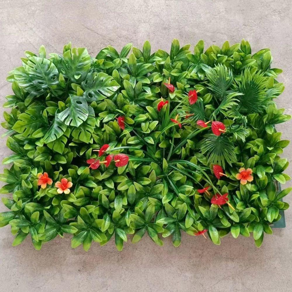 Пластиковая панель для стены из растений квадратной формы, устойчивая к УФ-излучению, панель для забора для конфиденциальности, декор для помещений