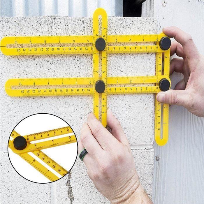 Outil de Mesure Modèle Échelle Règle Multi-angle Multi-fonction Réglable à Quatre Faces de Pliage