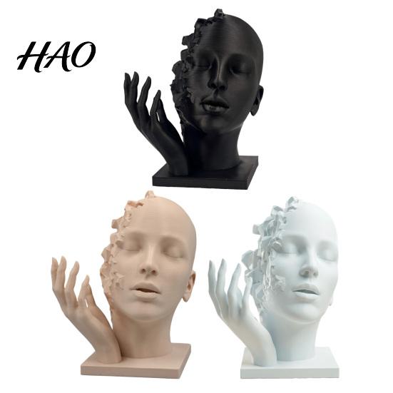 Modern Decorative Ornament for Living Room Abstract Broken Face Art Sculpture, Nordic Minimalist Plastic Statue, 3D Printed Geometric Statue