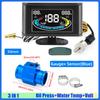 MAIMEIMI LCD Meter Oil Pressure+Water Temp Gauge+Voltmeter for Temperature Joint Pipe Sensor Gauge Radiator Hose Adapter 9-36V