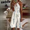 Women's Fashion Summer Spring Solid Color Print Sleeveless Suspenders High Waist Casual Dresses