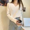 Temperament collar slack knitted sweater soft waxy sweater autumn and winter casual simple button long sleeve women's bottoming top