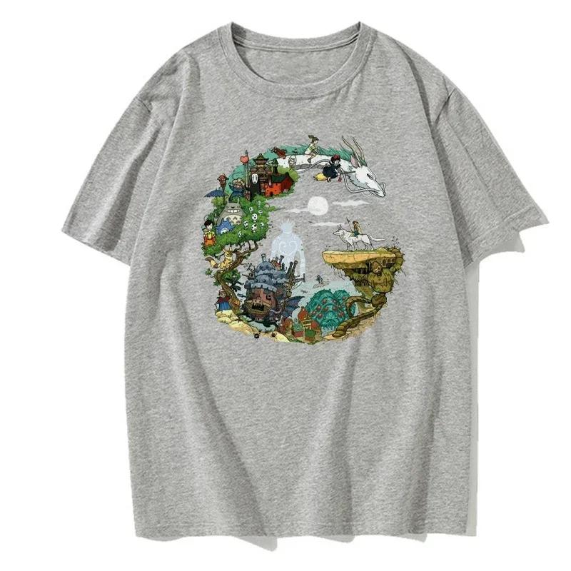 Мужская футболка с принтом в стиле аниме, большая хлопковая футболка, высококачественная брендовая футболка, уличная свободная футболка