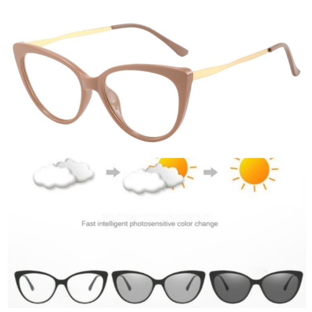 Women Pochromic Optical Glasses Men Anti Blue Light Cat Eye Eye Glasses Unisex Anti Radiation Eyewear