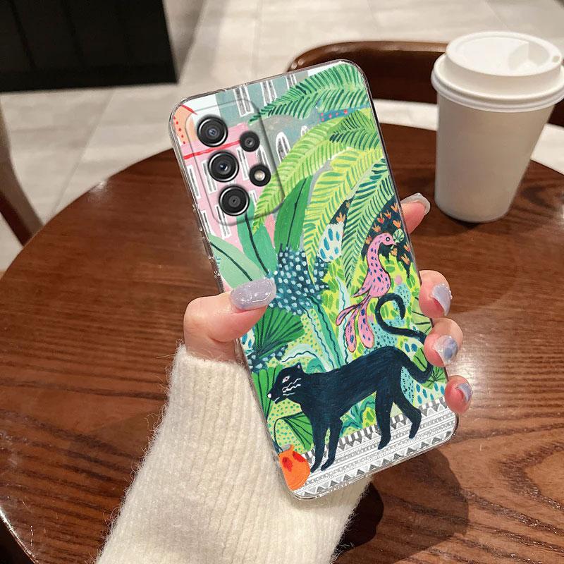 Чехол для телефона Jungle Art Змея Кошки Ленивец Для Samsung Galaxy A56 A57 A37 A55 A54 A36 A35 A26 A25 A16 A17 A07 A52 A34 A73 A21s