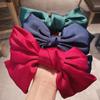 Korean Red Satin Bow Hairpin for Girls - Duckbill Clip Hair Accessory