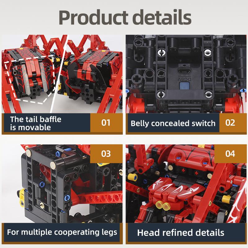 Mold King 15053 Технические RC роботы Строительные блоки для мальчиков Моторизованный робот-паук Модель Строительные наборы Детские рождественские подарки