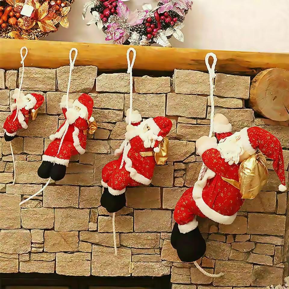 Christmas Santa Claus Climbing Rope Showcase Tree Window Hanging Decor Cartoon Santa Doll Pendant Christmas Tree Decorations