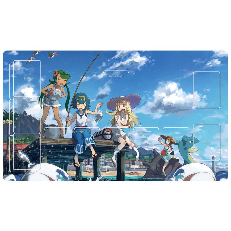 Pokemon Ptcg Card Mat Lillie Lucario Ash Ketchum XCm Anime Game Characters Self Made Diy Single Player Battle Cards Pad