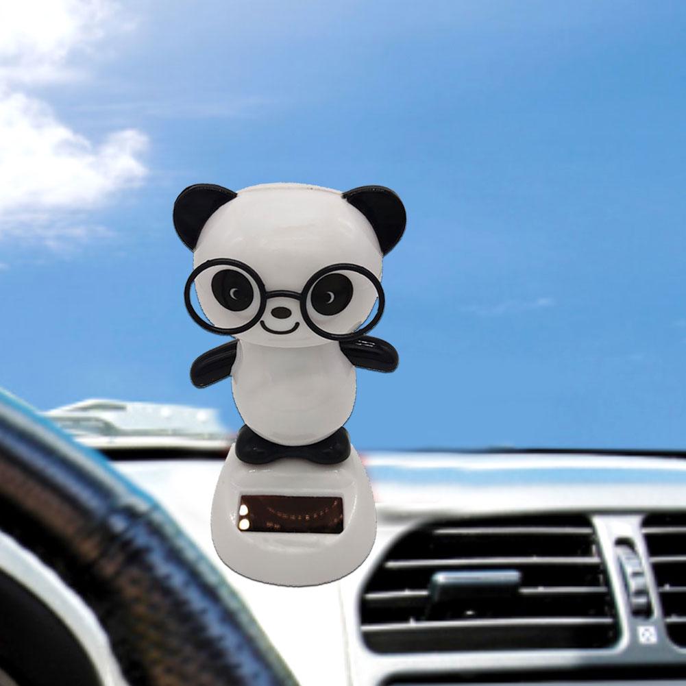 Cars Auto Parts Doll Swinging Interior Car Solar Ornament Ornaments Gift Power Lovely Panda Glasses