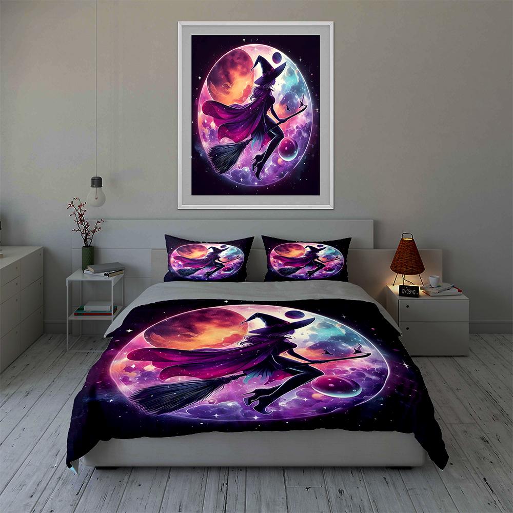 Witch moon silhouette. Bedding Duvet cover sets Duvet covers Pillowcases gifts (1 * Duvet Cover 2 * Pillowcases, without duvet insert)