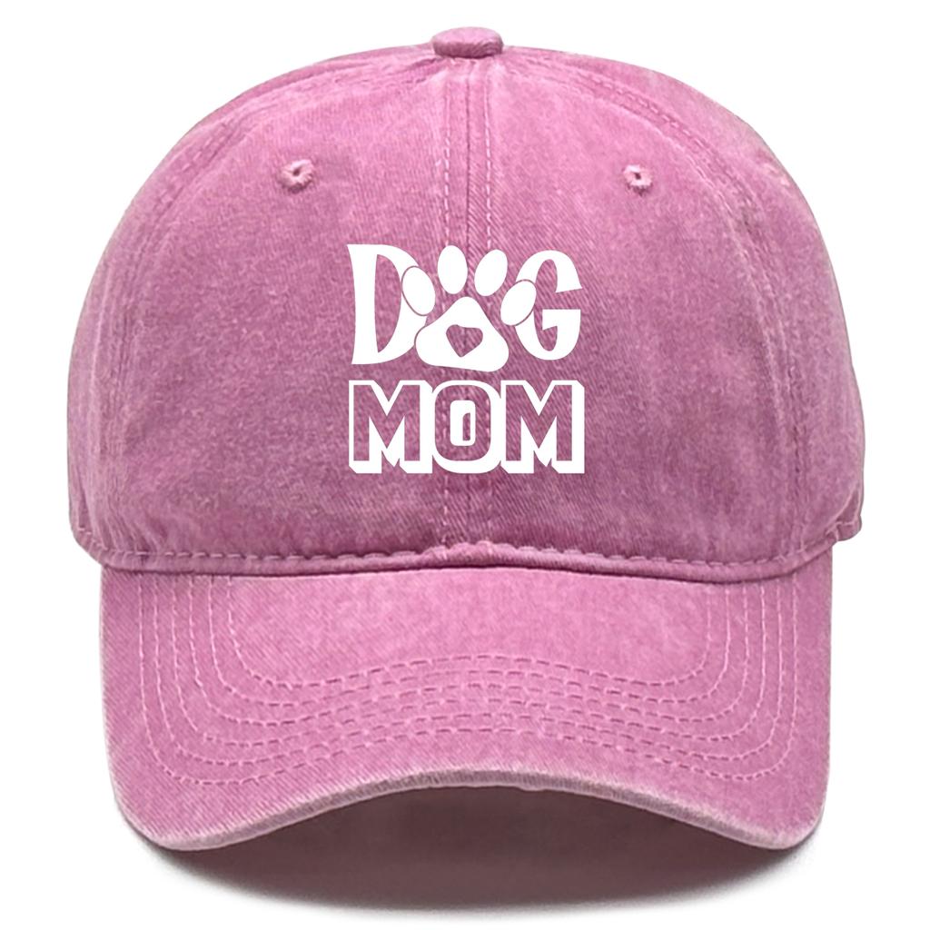 DOG MOM Print Adjustable Sun Hat Cotton Caps For Man Washed Retro Raw Brim Snapback Caps Ideal Choice For Casual Wear