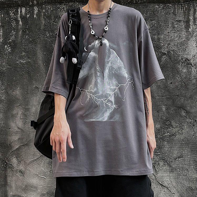 Футболка для мужчин, осенняя футболка Y2k, уличная футболка большого размера с длинным рукавом в стиле аниме, Harajuku, готические винтажные футболки с рисунком манга, топы