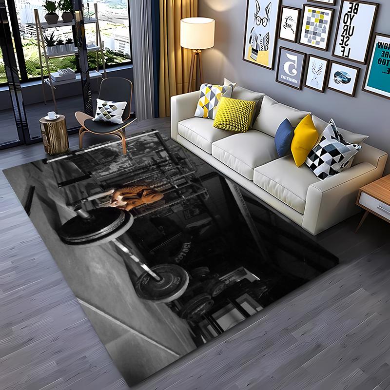 Ковры с 3D-печатью на тему GYM для дома, гостиной, детской спальни, дивана, придверный коврик, кухонные напольные коврики, противоскользящий декор