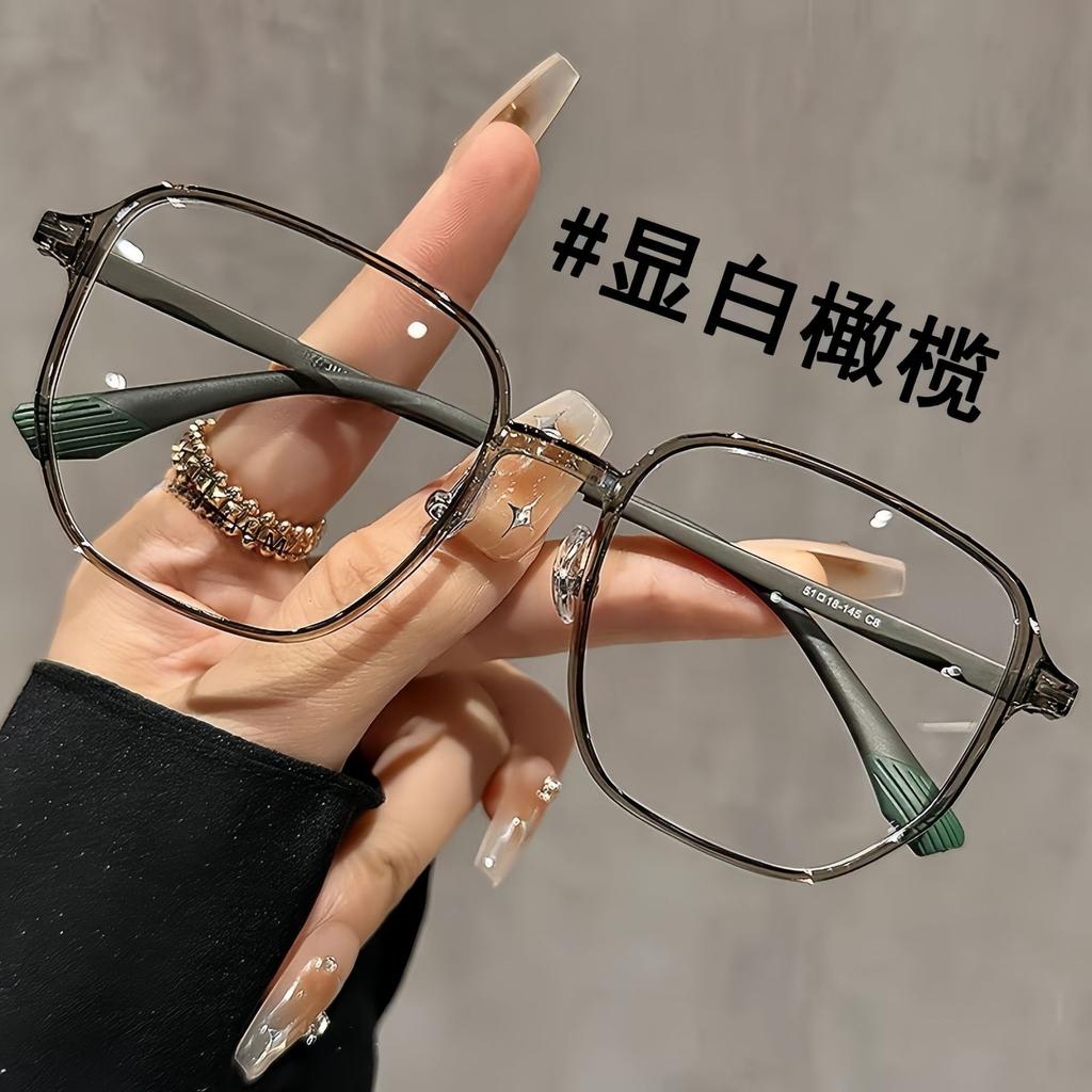 New retro ultra-light TR glasses frame for women without makeup and versatile anti-blue glasses for men's trendy literary flat glasses