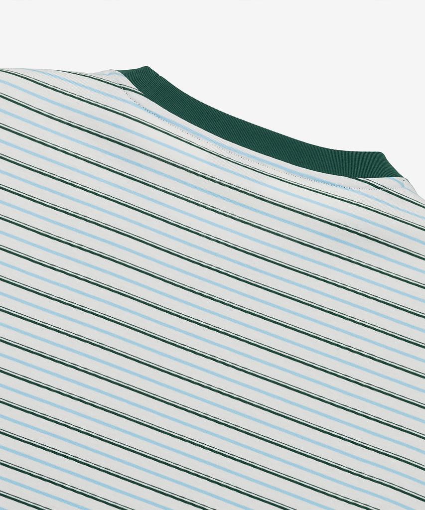 MINDBRIDGE Green Multi-Stripe Semi-Oversized Short-Sleeve T-Shirt