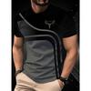 Men's Geometric Print T-Shirt - Short Sleeve, Round Neck, 3D Design, Breathable Polyester, Perfect for Casual or Formal Wear