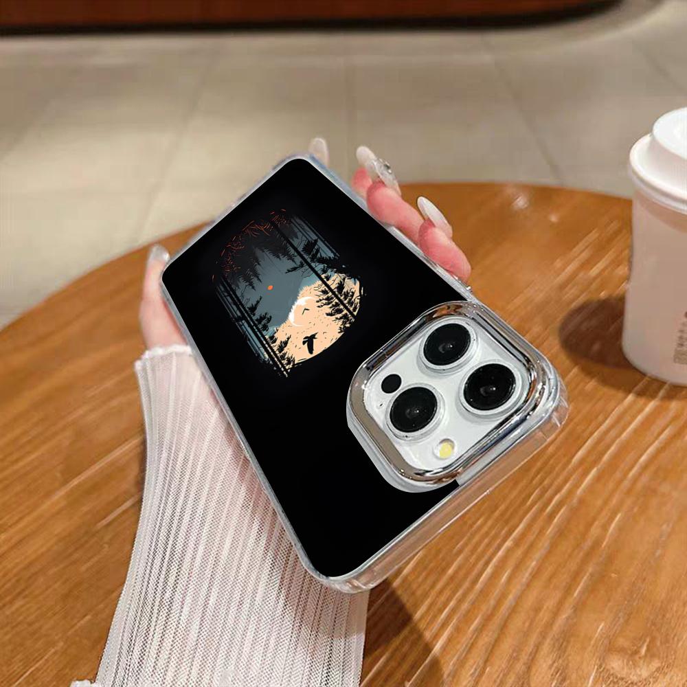 Чехол для телефона для кемпинга на природе для iPhone 17 16 15 14 13 12 11 Pro Max Xr Air Plus Силиконовый чехол Серебристый Жесткий чехол