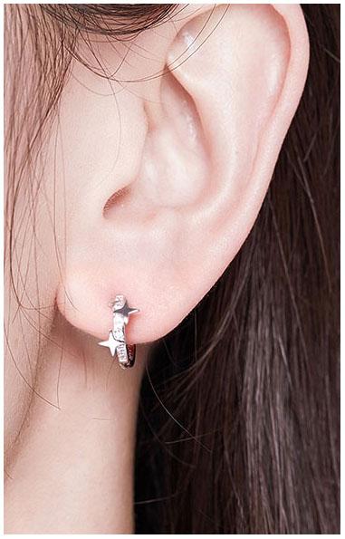 SILVER STARS S925 Hoop Earrings