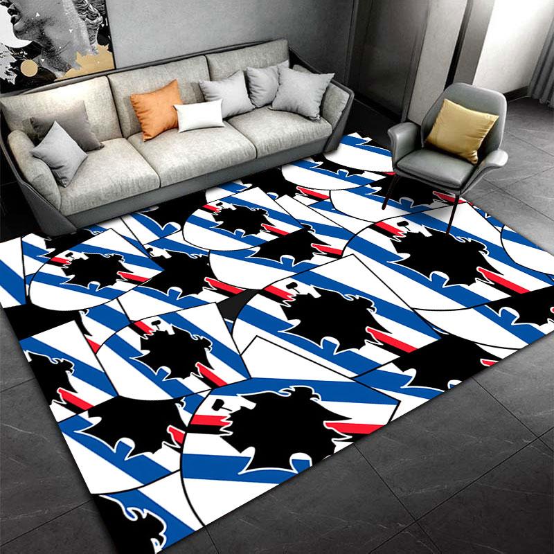 Blue, Red, Black Shield Pattern suitable as a non-slip mat for the living room or bedroom sofa