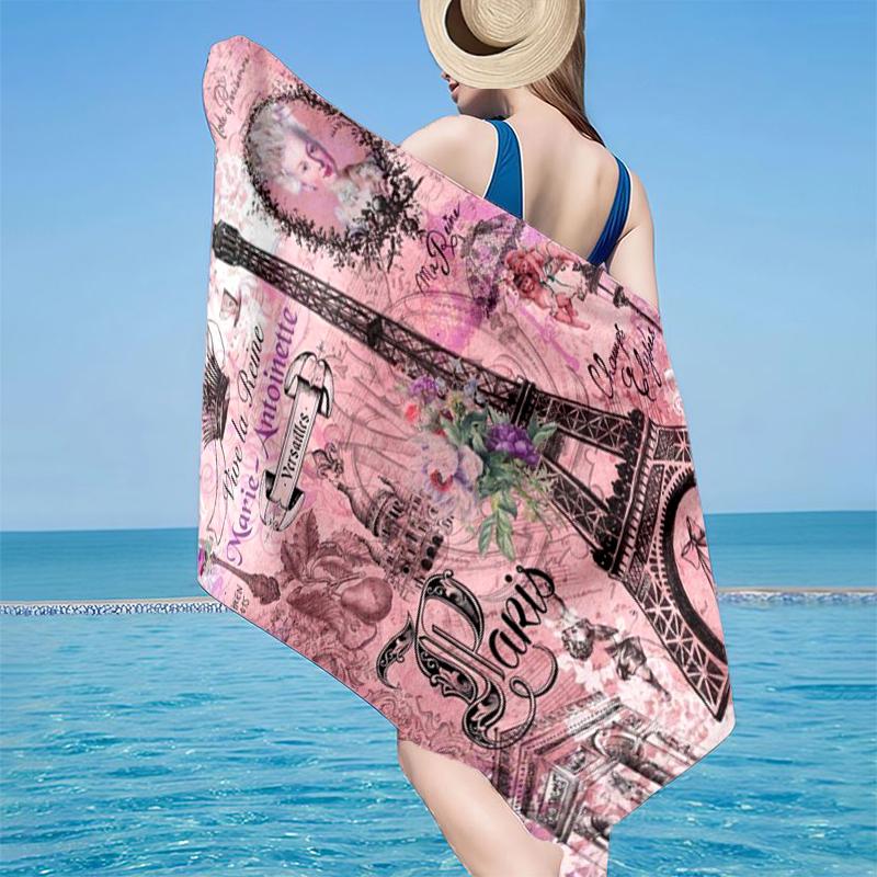 Parisian Eiffel Tower Romance Beach Towel, Super Soft Microfiber, Gift for Her/Him, Birthday, for Pool, Beach, Travel, Home Decor Fan gifts