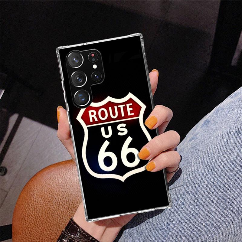 America Route 66 Phone Case For Samsung Galaxy S24 S25 Edge S26 Ultra S23 S22 S21 Plus S20 FE + Personalized Print Cover Galaxy