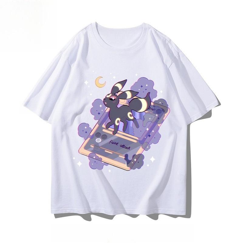 Футболка с изображением покемона Умбреон из портативной игры Pokémon для мужчин и женщин, летняя, в японском стиле Харадзюку, свободная, повседневная, удобная, с коротким рукавом.