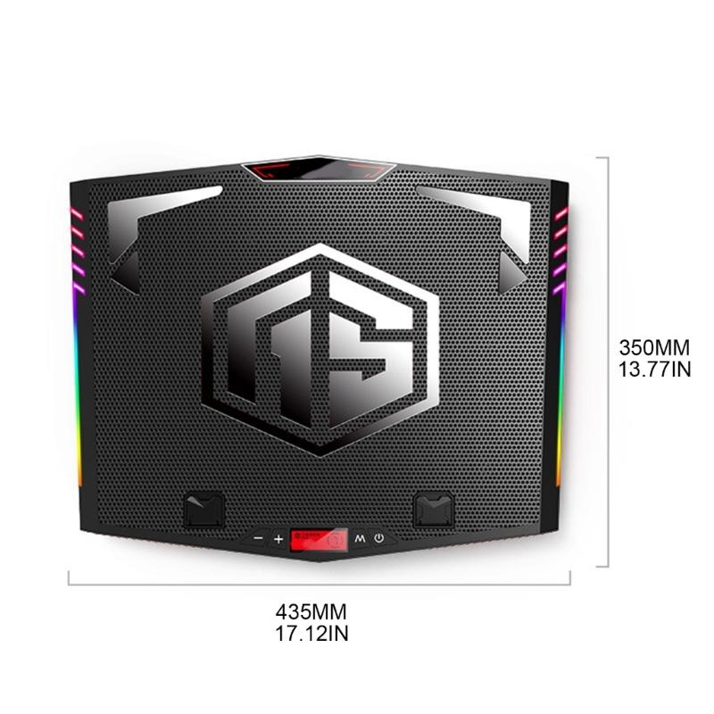 K0AC Кулер для ноутбука Охлаждающая подставка для ноутбука Игровой кулер для ноутбука Подставка с 6 светодиодными вентиляторами 2 USB-портами для 20-дюймового ноутбука