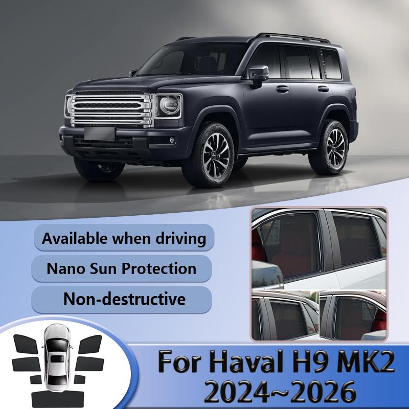 Mesh Sunshade For Haval H9 MK2 2024 2025 2026 Window Magnetic Sunshades Privacy Shading Curtain Stickers Visor Car Accessories