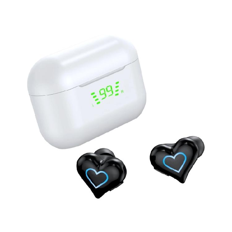 Беспроводные наушники в форме сердца, совместимые с Bluetooth, с ярким светодиодным дизайном и длительным временем работы