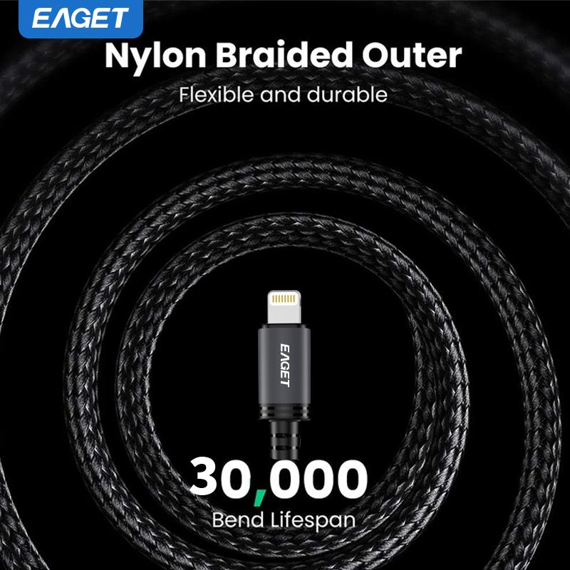 27 Вт кабель USB C - Lightning для быстрой зарядки iPhone и iPad с прочным нейлоновым плетеным проводом