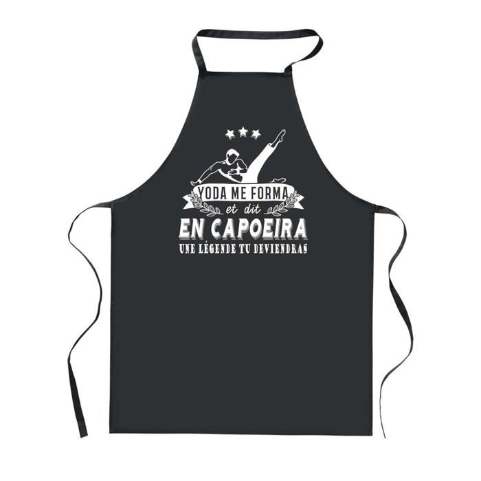 Tablier de cuisine - PLANETEE - Capoeira Légende Humour - Noir - 90x60 cm - Impression bretonne