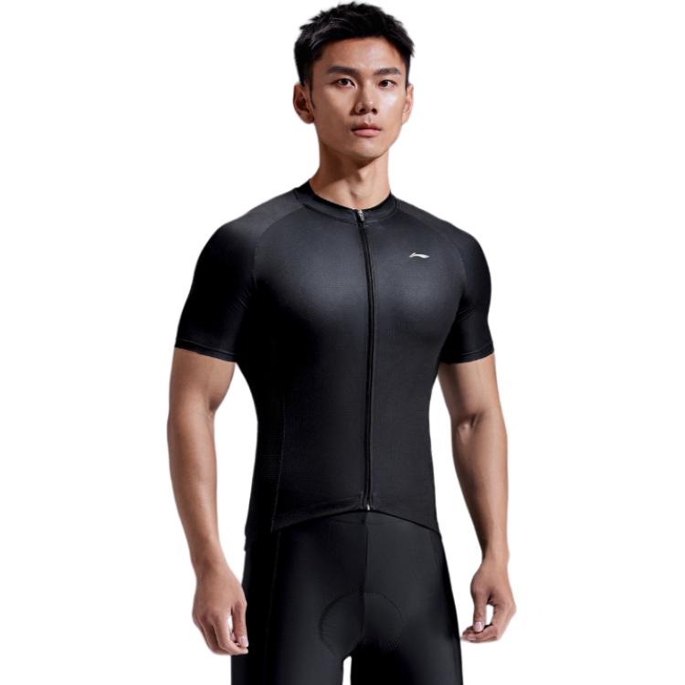 Li Ning Влагоотводящая футболка с коротким рукавом для велоспорта и фитнеса, мужская, топы, черная, LCTY045